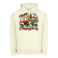 Pigment Pistachio Merry Christmas  tractor Urban Hoodie - CowhideDigitalArt