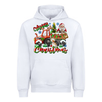 White Merry Christmas  tractor Urban Hoodie - CowhideDigitalArt