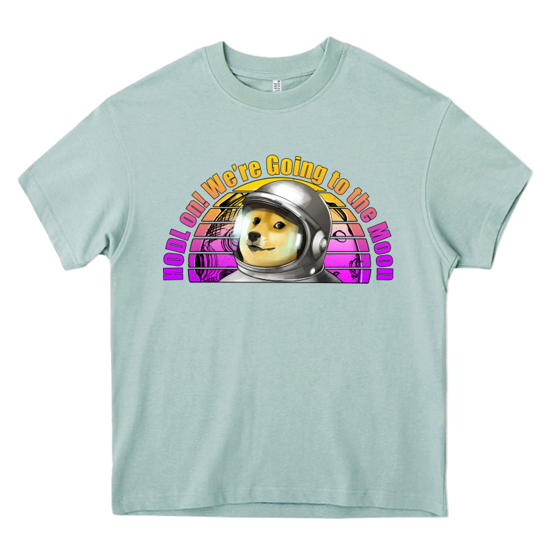Doge Coin Hodl On We're Going To The Moon Retro Sunset Heavy Core Tee by Jasminsmagicworld | Teevron