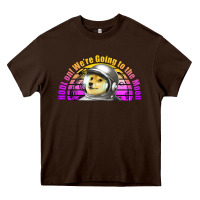 Chocolate Brown doge coin hodl on we're going to the moon retro sunset Heavy Core Tee - Jasminsmagicworld