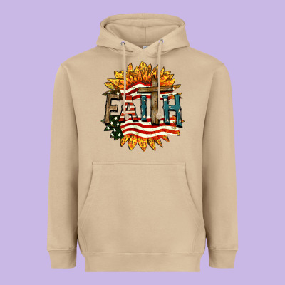 Faith Usa Heavyweight Hoodie Designed By Fadigitalartstudio