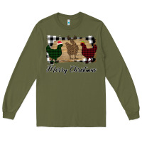 Army Green Merry Christmas Chickens Long Sleeve Tee - Bettercallsaul