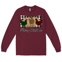 Burgundy Merry Christmas Chickens Long Sleeve Tee - Bettercallsaul