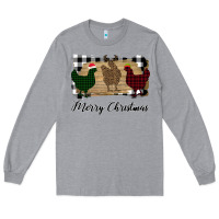 Heather Grey Merry Christmas Chickens Long Sleeve Tee - Bettercallsaul