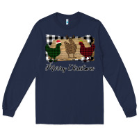 Navy Merry Christmas Chickens Long Sleeve Tee - Bettercallsaul