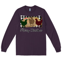 Plum Merry Christmas Chickens Long Sleeve Tee - Bettercallsaul