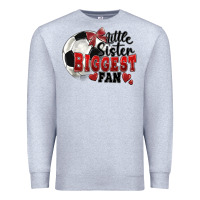 Heather Grey little sister biggest fan soccer Premium Sweatshirt - FaDigitalArtStudio