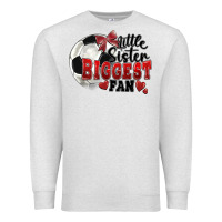 Oatmeal Heather little sister biggest fan soccer Premium Sweatshirt - FaDigitalArtStudio