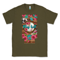 Army Green Play Ball Baseball With Pink Flowers 12 Oz Slim Can Cooler Classic Tee - BundleAndBundleShop