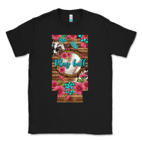 Black Play Ball Baseball With Pink Flowers 12 Oz Slim Can Cooler Classic Tee - BundleAndBundleShop