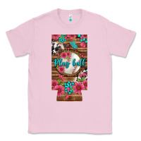 Bubblegum Pink Play Ball Baseball With Pink Flowers 12 Oz Slim Can Cooler Classic Tee - BundleAndBundleShop