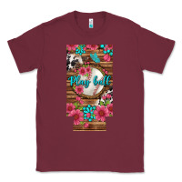 Burgundy Play Ball Baseball With Pink Flowers 12 Oz Slim Can Cooler Classic Tee - BundleAndBundleShop