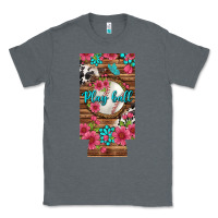 Charcoal Heather Play Ball Baseball With Pink Flowers 12 Oz Slim Can Cooler Classic Tee - BundleAndBundleShop