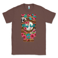 Chestnut Play Ball Baseball With Pink Flowers 12 Oz Slim Can Cooler Classic Tee - BundleAndBundleShop