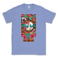 Colony Blue Play Ball Baseball With Pink Flowers 12 Oz Slim Can Cooler Classic Tee - BundleAndBundleShop
