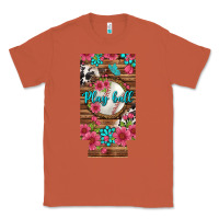 Copper Play Ball Baseball With Pink Flowers 12 Oz Slim Can Cooler Classic Tee - BundleAndBundleShop
