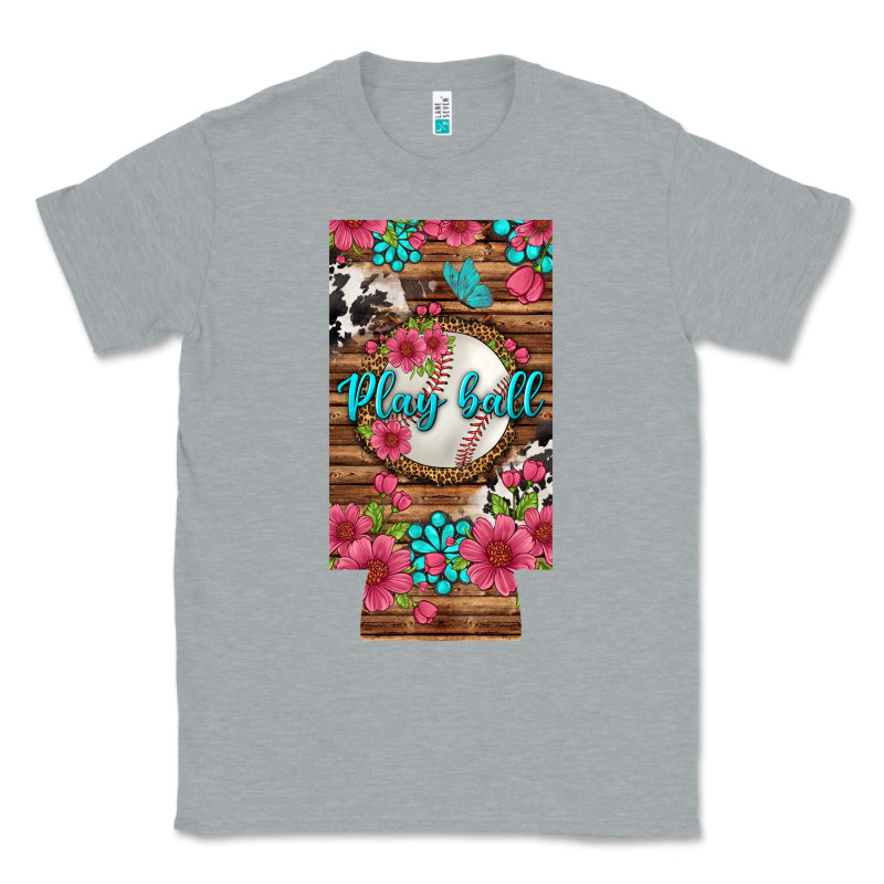 Play Ball Baseball With Pink Flowers 12 Oz Slim Can Cooler Classic Tee by BundleAndBundleShop | Teevron