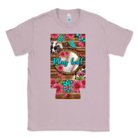 Lilac Play Ball Baseball With Pink Flowers 12 Oz Slim Can Cooler Classic Tee - BundleAndBundleShop