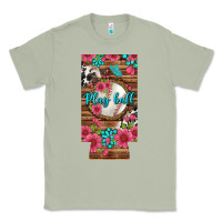 Matcha Play Ball Baseball With Pink Flowers 12 Oz Slim Can Cooler Classic Tee - BundleAndBundleShop