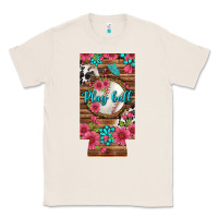 Natural Play Ball Baseball With Pink Flowers 12 Oz Slim Can Cooler Classic Tee - BundleAndBundleShop