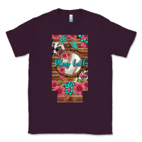 Plum Play Ball Baseball With Pink Flowers 12 Oz Slim Can Cooler Classic Tee - BundleAndBundleShop