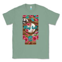 Sage Play Ball Baseball With Pink Flowers 12 Oz Slim Can Cooler Classic Tee - BundleAndBundleShop
