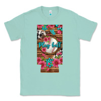 Seafoam Play Ball Baseball With Pink Flowers 12 Oz Slim Can Cooler Classic Tee - BundleAndBundleShop