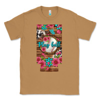 Toasted Coconut Play Ball Baseball With Pink Flowers 12 Oz Slim Can Cooler Classic Tee - BundleAndBundleShop