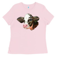 Bubblegum Pink holstein calf face Ladies Tee - LillyAllenDesigns