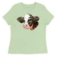 Matcha holstein calf face Ladies Tee - LillyAllenDesigns