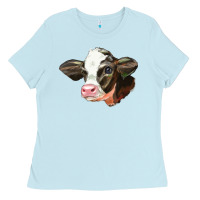 Baby Blue holstein calf face Ladies Tee - LillyAllenDesigns