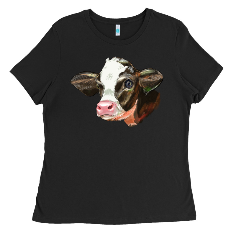 Holstein Calf Face Ladies Tee by LillyAllenDesigns | Teevron