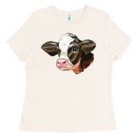 Bone holstein calf face Ladies Tee - LillyAllenDesigns