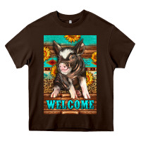 Chocolate Brown western pig garden Heavy Core Tee - LillyAllenDesigns