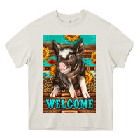 Cream western pig garden Heavy Core Tee - LillyAllenDesigns