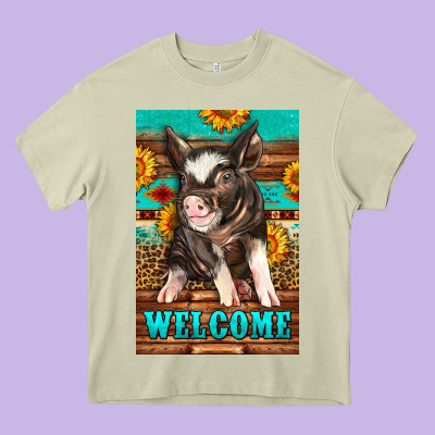 Western Pig Garden Heavy Core Tee Designed By Lillyallendesigns