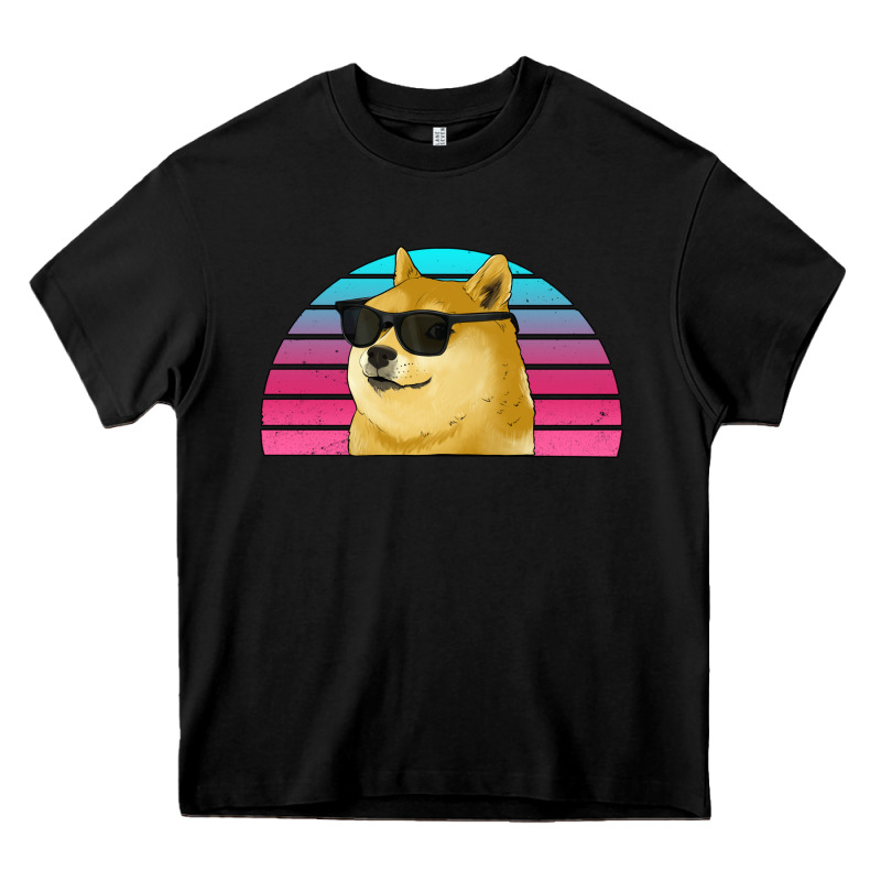 Doge Coin Bitcoin Hodl Retro Sunset Heavy Core Tee by Jasminsmagicworld | Teevron
