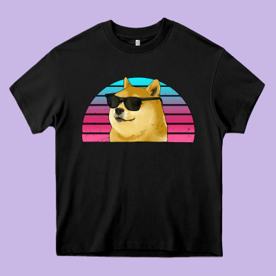 Doge Coin Bitcoin Hodl Retro Sunset Heavy Core Tee Designed By Jasminsmagicworld