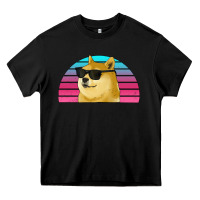 Black doge coin bitcoin hodl retro sunset Heavy Core Tee - Jasminsmagicworld