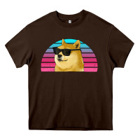 Chocolate Brown doge coin bitcoin hodl retro sunset Heavy Core Tee - Jasminsmagicworld