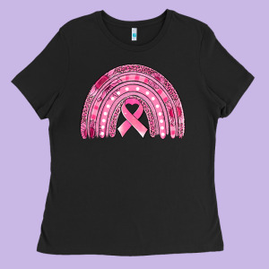Breast Cancer Awareness Rainbow Ladies Tee Designed By Jasminsmagicworld
