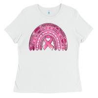 White breast cancer awareness rainbow Ladies Tee - Jasminsmagicworld