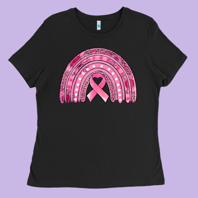 Breast Cancer Awareness Rainbow Ladies Tee Designed By Jasminsmagicworld
