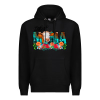 Black Inked Mama Flowers Cow Premium Hoodie - CowCowDesign