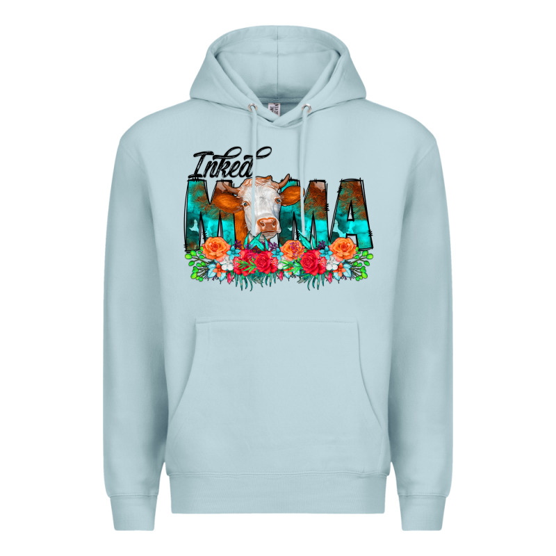 Inked Mama Flowers Cow Premium Hoodie by CowCowDesign | Teevron