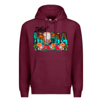 Burgundy Inked Mama Flowers Cow Premium Hoodie - CowCowDesign