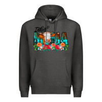 Charcoal Heather Inked Mama Flowers Cow Premium Hoodie - CowCowDesign