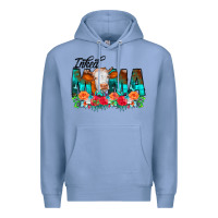 Colony Blue Inked Mama Flowers Cow Premium Hoodie - CowCowDesign