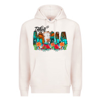 Pale Pink Inked Mama Flowers Cow Premium Hoodie - CowCowDesign