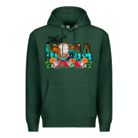 Sports Green Inked Mama Flowers Cow Premium Hoodie - CowCowDesign